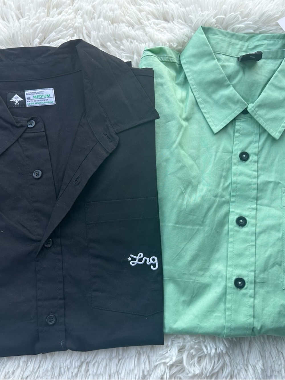 LRG Men's Black and Mint Green Casual Button-Down Shirts size medium